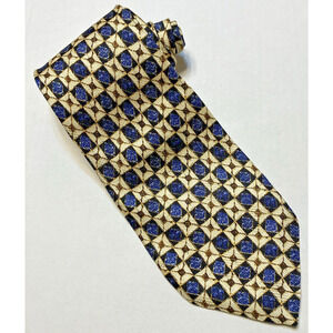 Ermenegildo Zegna Mens Blue & Ivory Checkered Silk Necktie Italy Comfy Classy